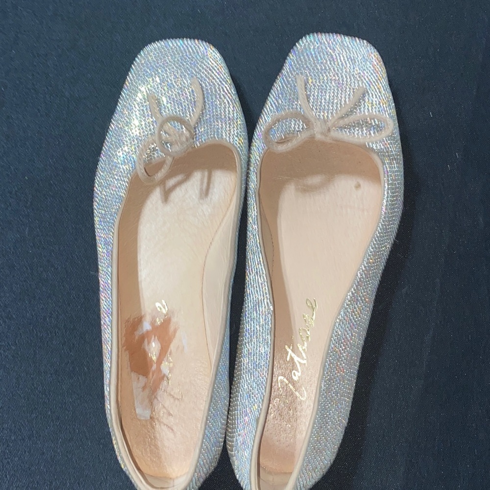 MATISSE WO SIZE 8 Iridescent silver beaded slip on loafer shoe bow accent clean - Picture 10 of 10